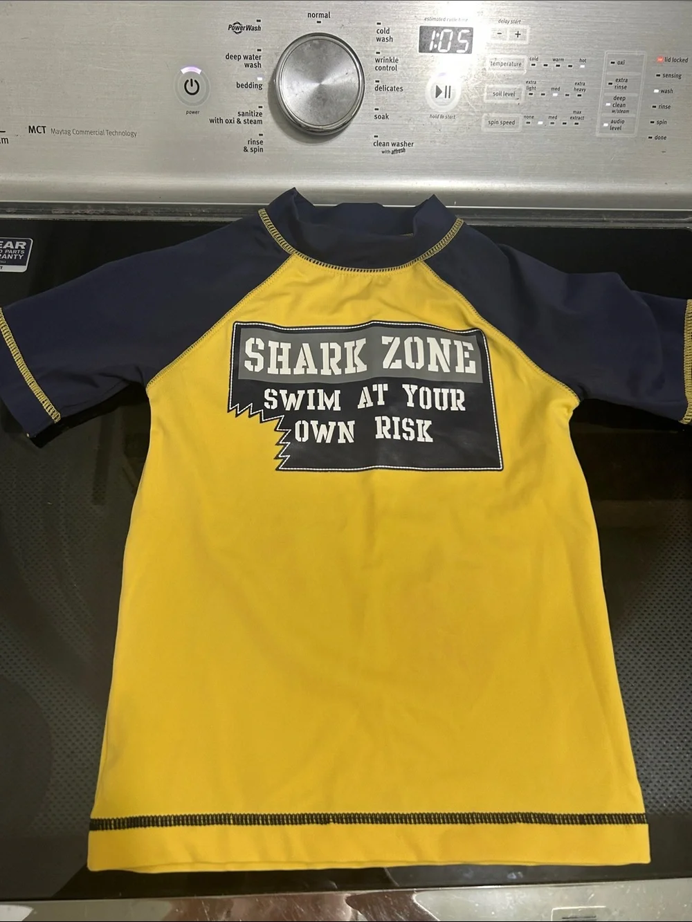 Boys size 4 swim top rash guard bathing suit shark